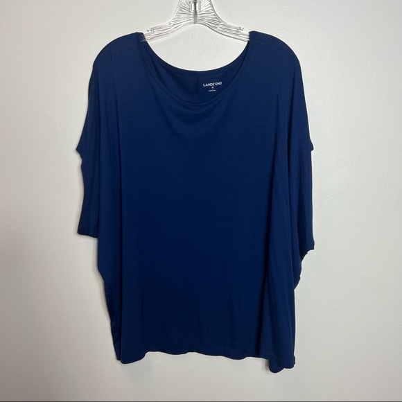 Lands' End Tops - PLUS SIZE LANDS’ END NAVY BLUE COTTON T-SHIRT SIZE 14